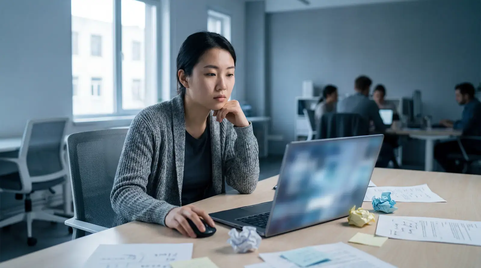 AI 導入卡在流程與人之間的示意